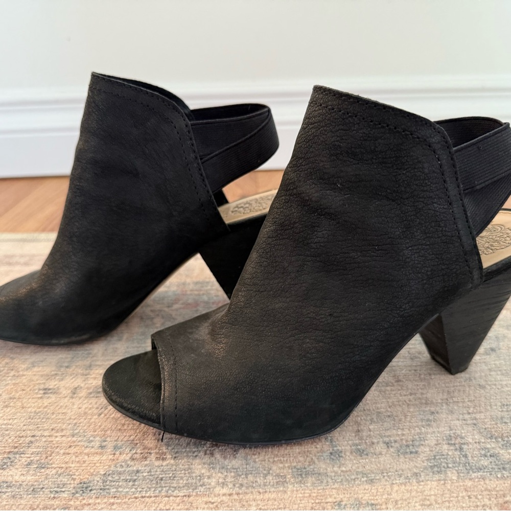 Black Peep-Toe Ankle Booties